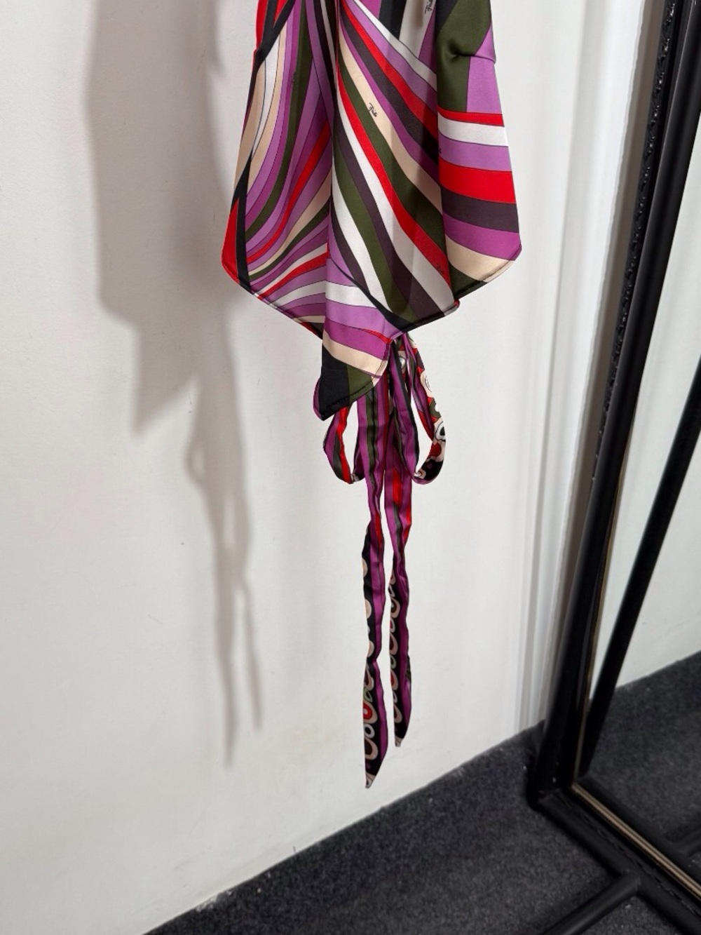 Emilio Pucci Multicolor Striped Halter Silk Scarf Top - Picture 3 of 8